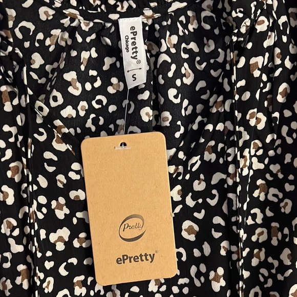 ePretty V-Neck & Tie Sleeveless 2-Tier Ruffled Summer Dress Color Black/Brown - Picture 10 of 10